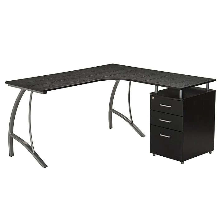 Techni Mobili Modern L-Shaped Computer Desk With File Cabinet, Espresso (RTA-4804L-ES)