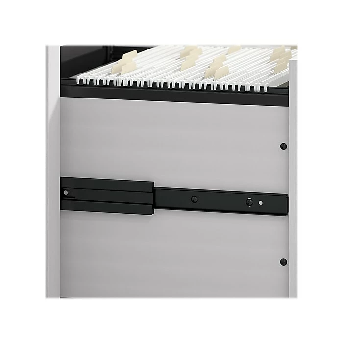 Bush Furniture Key West 48" Writing Desk With 2-Drawer Mobile File Cabinet, Pure White Oak (KWS001WT) - Image 4