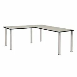 Regency Kee 72" L-Desk With 42" Return, Maple/Chrome (ML722442PLBPCM)