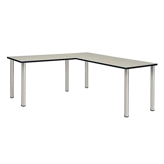Regency Kee 72" L-Desk With 42" Return, Maple/Chrome (ML722442PLBPCM)