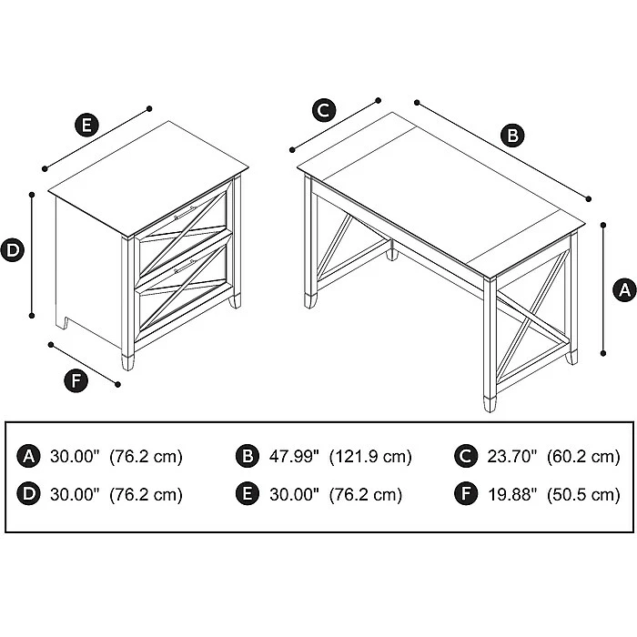 Bush Furniture Key West 48"W Writing Desk With Lateral File, Washed Gray (KWS003WG) - Image 5