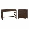 Bush Furniture Key West 48W Writing Desk With 2 Drawer Lateral File Cabinet, Bing Cherry (KWS003BC)