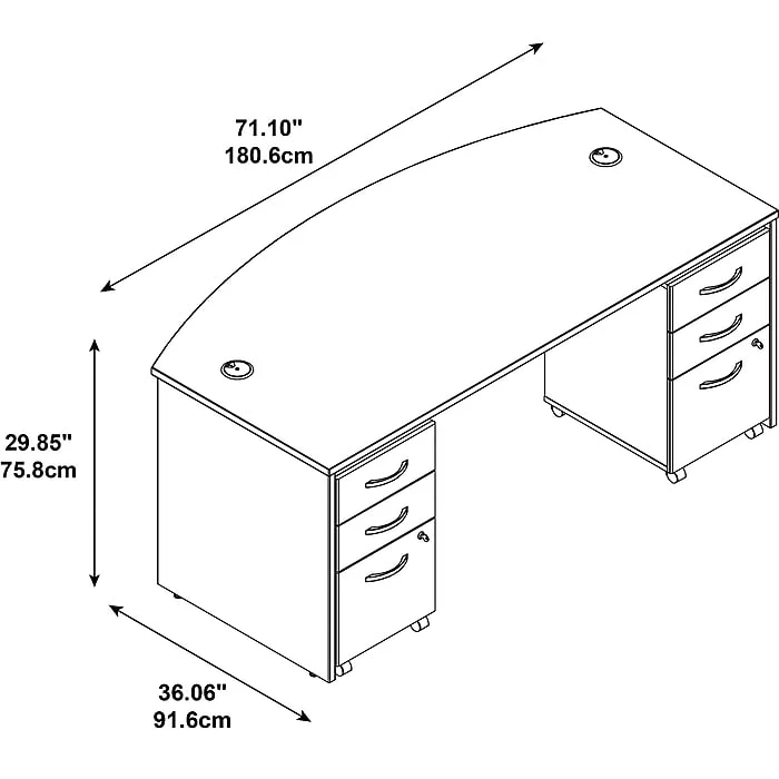 Bush Business Furniture Westfield Bow Front Desk With Two 3 Drawer Mobile Pedestals, Mocha Cherry (SRC013MRSU) - Image 4