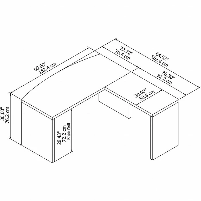 Office By Kathy Ireland® Echo L Shaped Bow Front Desk, Gray Sand (ECH025GS) - Image 3