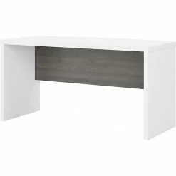 Office By Kathy Ireland® Echo 60"W Bow Front Desk, Pure White/Modern Gray (KI60505-03)