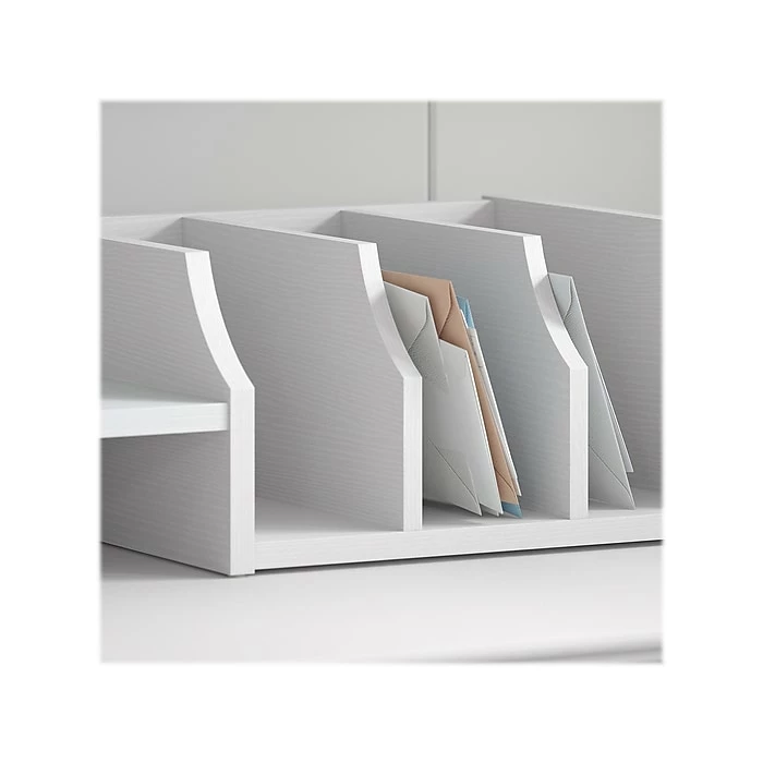 Bush Furniture Key West 30" Secretary Desk With Storage And Desktop Organizers, Pure White Oak (KWS011WT) - Image 7