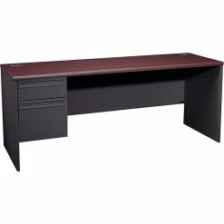 HON® 38000 Series Left Pedestal Credenza, Mahogany/Charcoal, 29 1/2"H X 72"W X 24"D