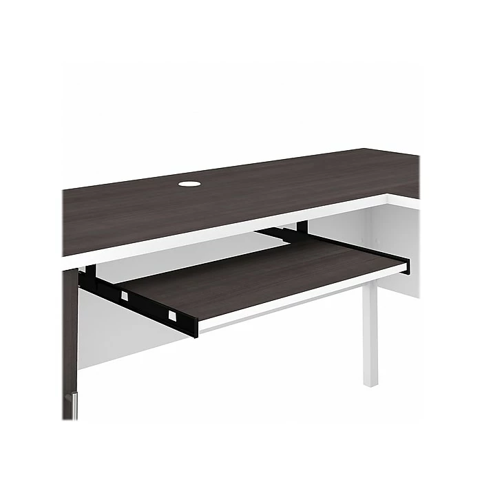 Bush Furniture Somerset 60" L-Shaped Desk With Mid Back Leather Box Chair, Storm Gray/White (SET022SGWH) - Image 6