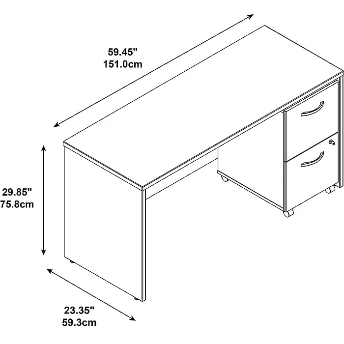 Bush Business Furniture Westfield Desk Credenza W/ 2 Drawer Mobile Pedestal, Mocha Cherry (SRC029MRSU) - Image 5