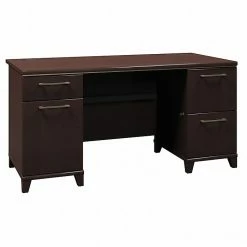 Bush Business Furniture Enterprise 60W Double Pedestal Desk, Mocha Cherry (2960MC-03K)