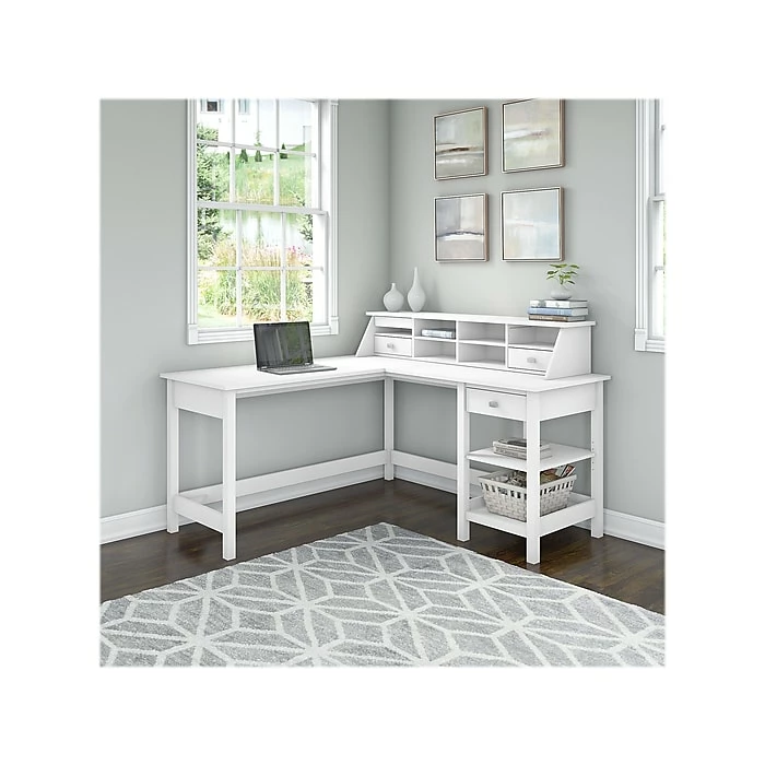 Bush Furniture Broadview 60" Computer Desk Bundle, Pure White (BD029WH) - Image 2