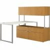 HON VOI® Bundle Solutions Small Footprint L-Station Desk With Low Credenza And Hutch, Harvest/Silver Mesh, 60" X 60"