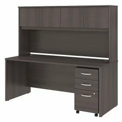 Bush Business Furniture Studio C 72W X 30D Office Desk With Hutch And Mobile File Cabinet, Storm Gray (STC011SGSU)
