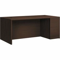 HON 10500 Series Right Pedestal Desk, 2 Box/1 File Drawer, 72"W, Mocha Finish