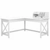 Bush Furniture Key West 60W L-Shaped Desk With Desktop Organizers, Pure White Oak (KWS015WT)