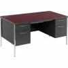 HON Mentor 60" Double Pedestal Desk, Mahogany/Charcoal (HON88962NS)