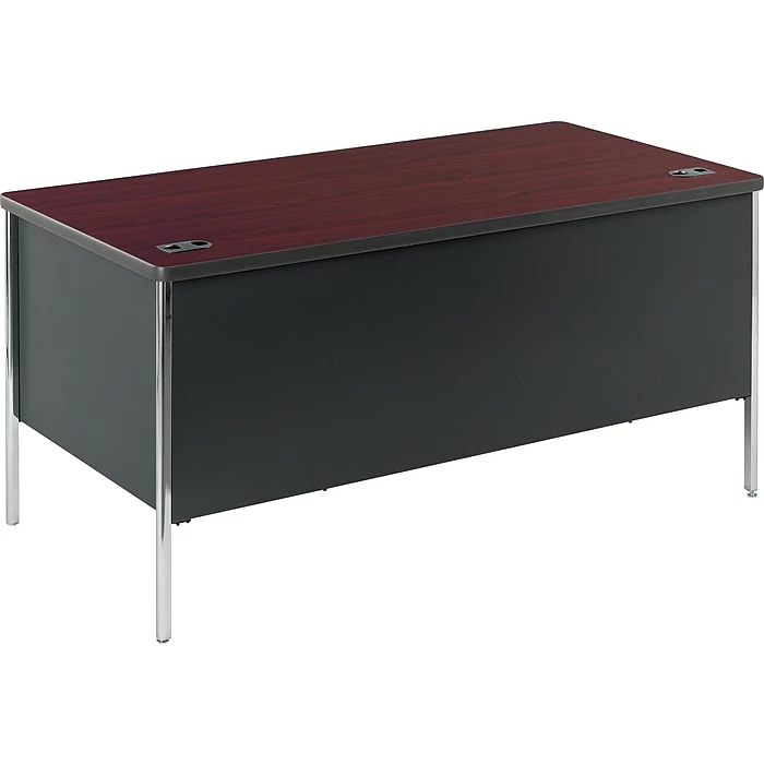 HON Mentor 60" Double Pedestal Desk, Mahogany/Charcoal (HON88962NS) - Image 2