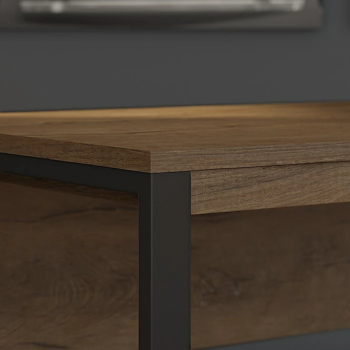 Bush Furniture Latitude 60W Writing Desk With Printer Stand File Cabinet, Rustic Brown Embossed (LAT002RB) - Image 3