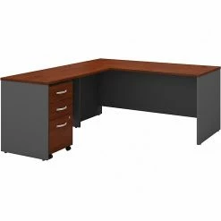 Bush Business Furniture Series C 66"W L-Shaped Desk With 48"W Return And Mobile File Cabinet, Hansen Cherry/Graphite Gray