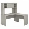 Office By Kathy Ireland® Echo L Shaped Desk With Hutch, Gray Sand (ECH031GS)