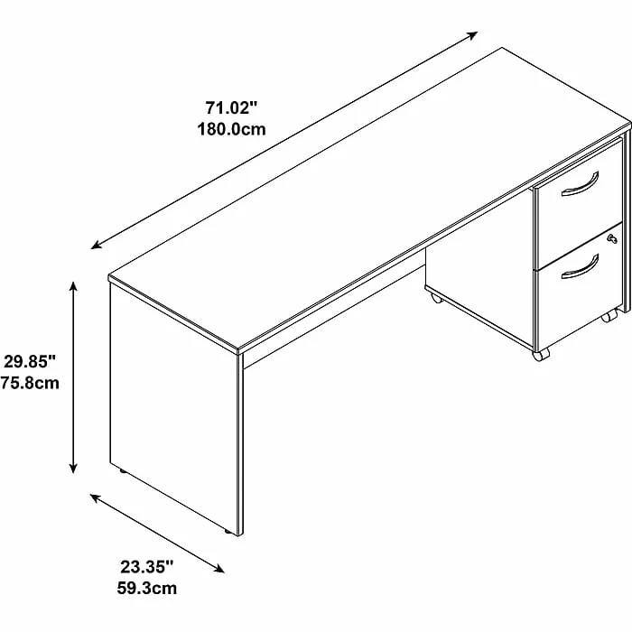 Bush Business Furniture Westfield Desk Credenza W/ 2 Drawer Mobile Pedestal, Hansen Cherry (SRC030HCSU) - Image 4