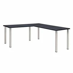 Regency Kee 60" L-Desk With 42" Return, Grey/Chrome (ML602442GYBPCM)