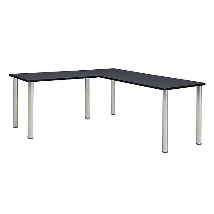 Regency Kee 60" L-Desk With 42" Return, Grey/Chrome (ML602442GYBPCM)