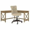 Bush Furniture Key West 60" L-Shaped Desk With Mid-Back Tufted Office Chair, Reclaimed Pine (KWS045RCP)