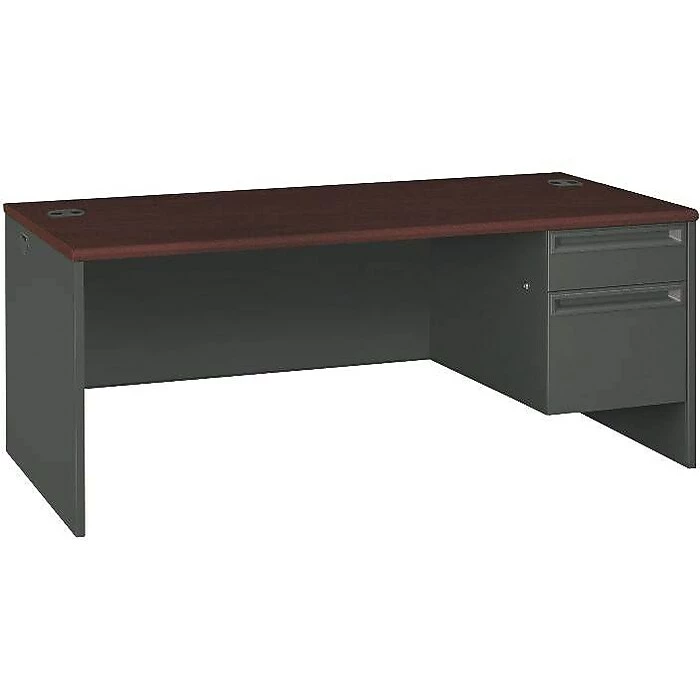 HON® 38000 Series 72'' Right Pedestal Desk, Mahogany/Charcoal (H38293RNS) - Image 2