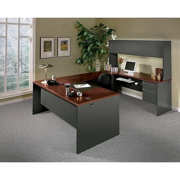 HON® 38000 Series 72'' Right Pedestal Desk, Mahogany/Charcoal (H38293RNS) - Image 3