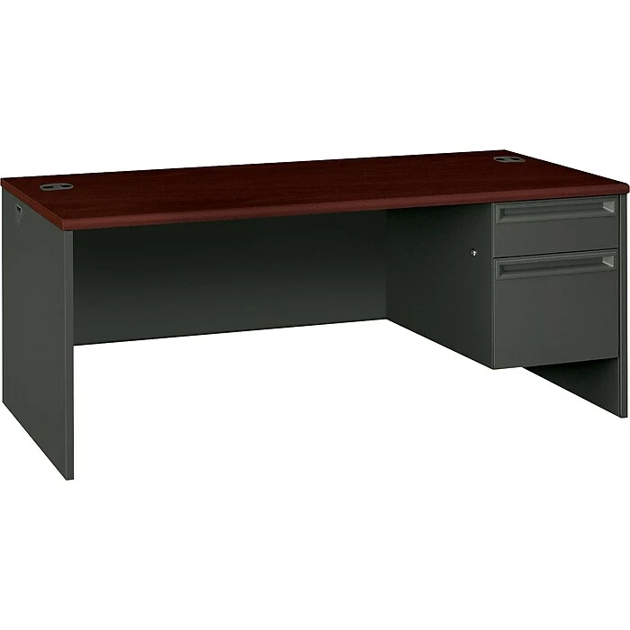 HON® 38000 Series 72'' Right Pedestal Desk, Mahogany/Charcoal (H38293RNS) - Image 4