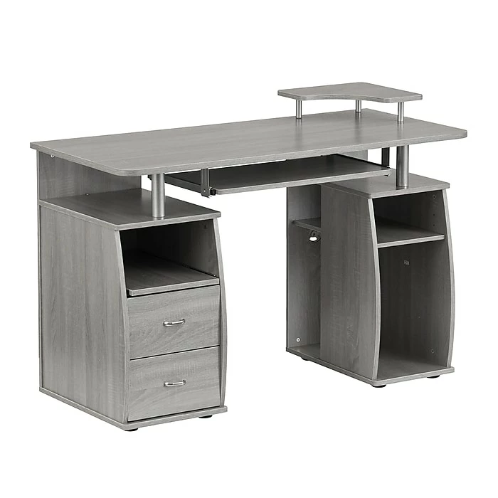 Techni Mobili Complete Computer Workstation Desk With Storage, Gray (RTA-8211-GRY)