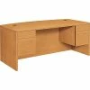 HON® 10500 Series Office Collection In Harvest, Double Pedestal Desk With Bow Top, 72"W X 36"D
