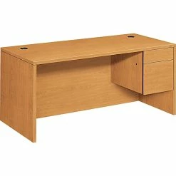 HON® 10500 Series Right Pedestal Desk, Harvest, 29 1/2"H X 66"W X 30"D