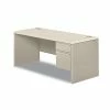 HON 38000 Series Right Pedestal Desk, 66" X 30" X 30", Light Gray/Silver