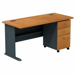 Bush Business Furniture Cubix 60W Desk With Mobile File Cabinet, Natural Cherry (SMA002NCSU)