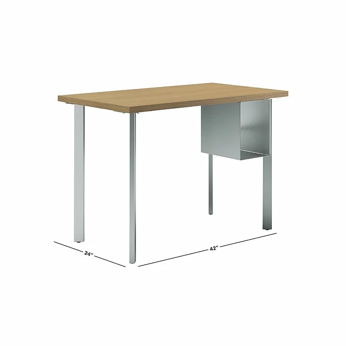 HON Coze 42"W Desk W/U-Storage, Natural Recon And Silver (HONRPL2442N1P6S) - Image 2