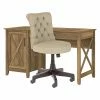Bush Furniture Key West 54" Computer Desk With Storage And Mid-Back Tufted Office Chair, Reclaimed Pine (KWS020RCP)