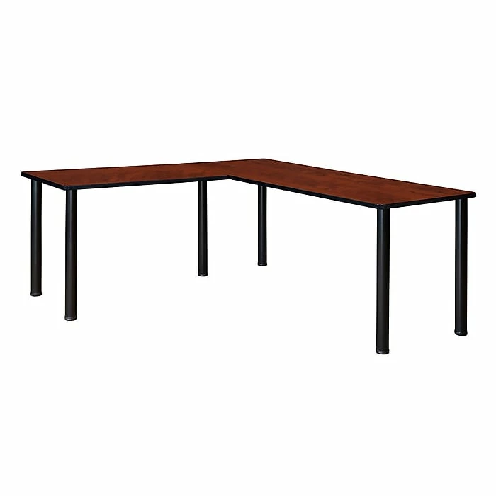 Regency Kee 72" L-Desk With 42" Return, Cherry/Black