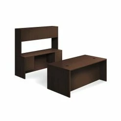 HON 10500 Series Double Pedestal Desk / Credenza, Stack-On Storage, 72"W X 98"D, Mocha Finish (HON105DCH7298MO)