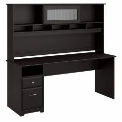 Bush Furniture Cabot 72W Computer Desk With Hutch And Drawers, Espresso Oak (CAB049EPO)