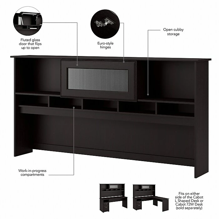 Bush Furniture Cabot 72W Computer Desk With Hutch And Drawers, Espresso Oak (CAB049EPO) - Image 4