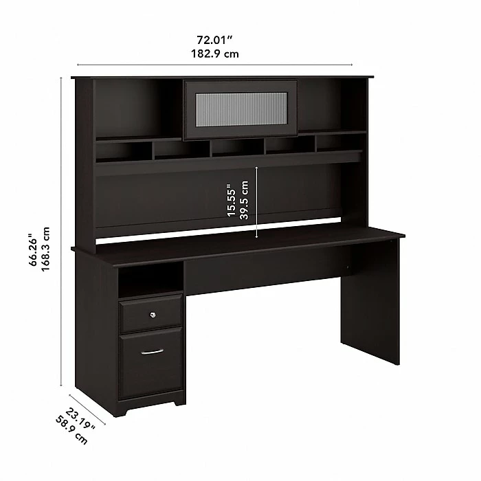 Bush Furniture Cabot 72W Computer Desk With Hutch And Drawers, Espresso Oak (CAB049EPO) - Image 5