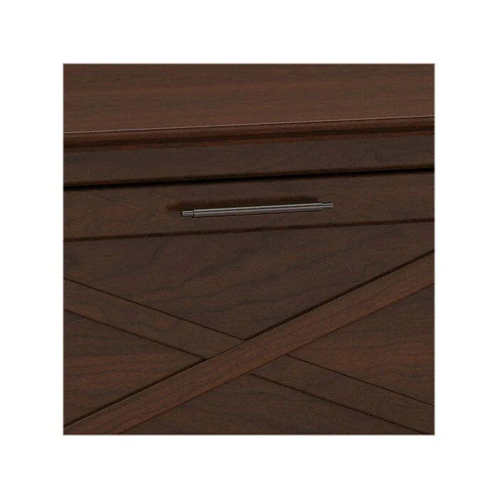 Bush Furniture Key West 60" L-Shaped Desk With File Cabinets And 5-Shelf Bookcase, Bing Cherry (KWS017BC) - Image 7