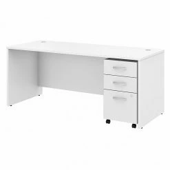 Bush Business Furniture Studio C 72W X 30D Office Desk With Mobile File Cabinet, White (STC013WHSU)