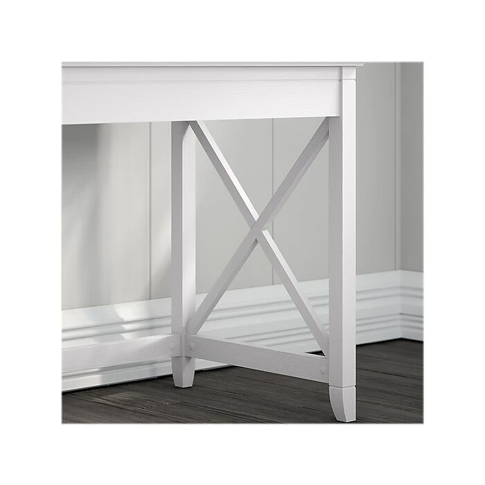 Bush Furniture Key West 60"W L-Shaped Desk With 2-Drawer Mobile File Cabinet, Pure White Oak (KWS013WT) - Image 3