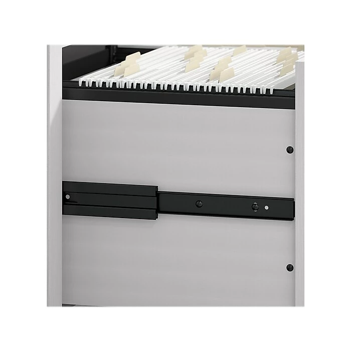 Bush Furniture Key West 60"W L-Shaped Desk With 2-Drawer Mobile File Cabinet, Pure White Oak (KWS013WT) - Image 4