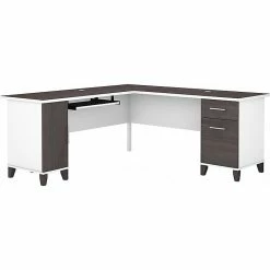 Bush Furniture Somerset 72" L-Shaped Desk With Storage, Storm Gray/White (WC81010K)