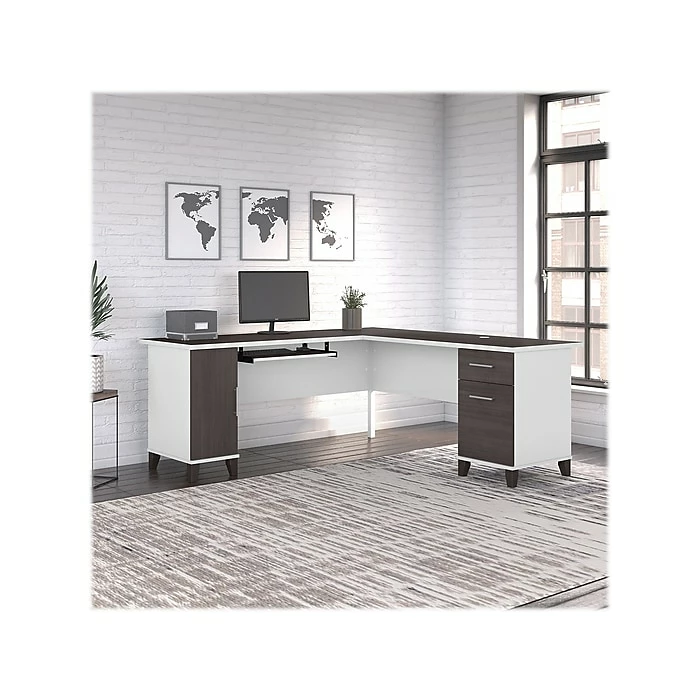 Bush Furniture Somerset 72" L-Shaped Desk With Storage, Storm Gray/White (WC81010K) - Image 2