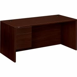 HON 10500 Series 66" Single Pedestal Desk, Mahogany (H10584LNN)